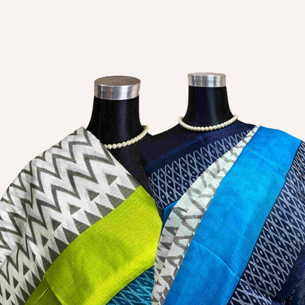 Khadi Silk Cotton Saree with Ikkat Border & Khadi Silk Blouse